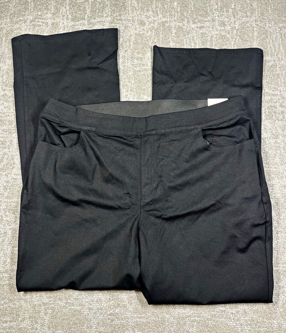 Lane Bryant Womens Plus Sz 20 Black Pull-On Ponte Bootcut Knit Stretch Pants